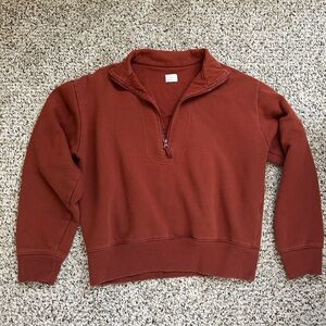 Women’s Rust Half-Zip Cropped Sweater